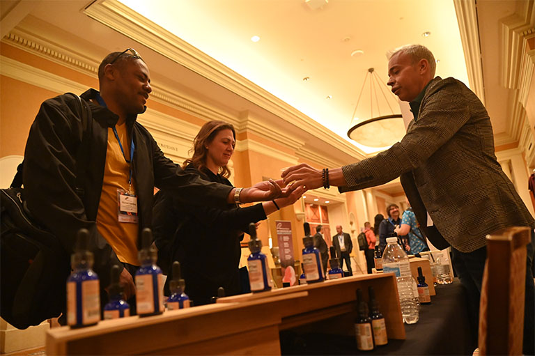 Serving drinks at the conference